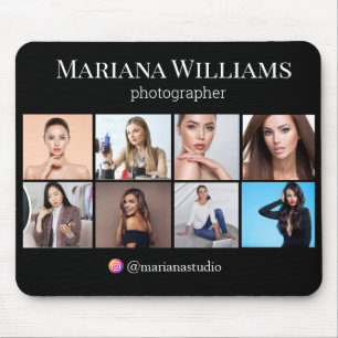 instagram 8 photos collage black small business mouse pad