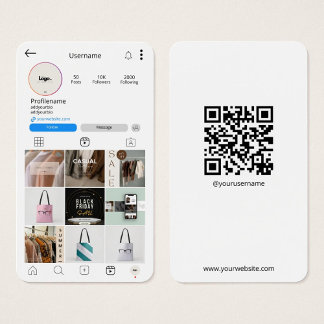 Instagram Business Card QR Code White Busines Card