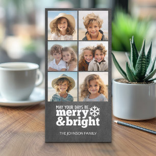 Instagram Chalkboard 6 Photo Collage Holiday Card