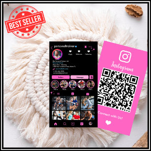 Instagram Connect with us Pink Personal Trainer Business Card