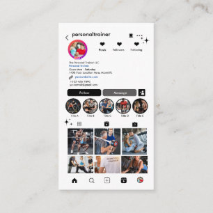 Instagram Connect with us White Personal Trainer Business Card