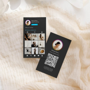 Instagram Dark Theme QR Code 10 Photo Social Media Business Card