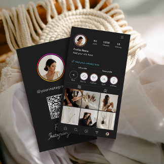 Instagram Dark Theme QR Code 7 Photo Social Media Business Card