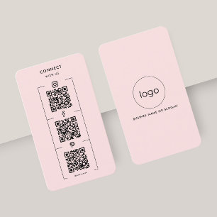 Instagram Facebook QR Code Connect Us Logo Pink Business Card