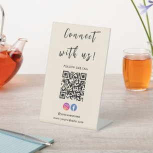 Instagram Facebook Qr Code Connect With Us Boho Pedestal Sign