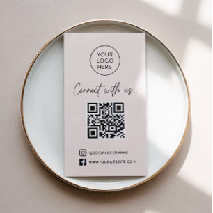 Instagram Facebook QR Code Social Media Blush Pink Business Card