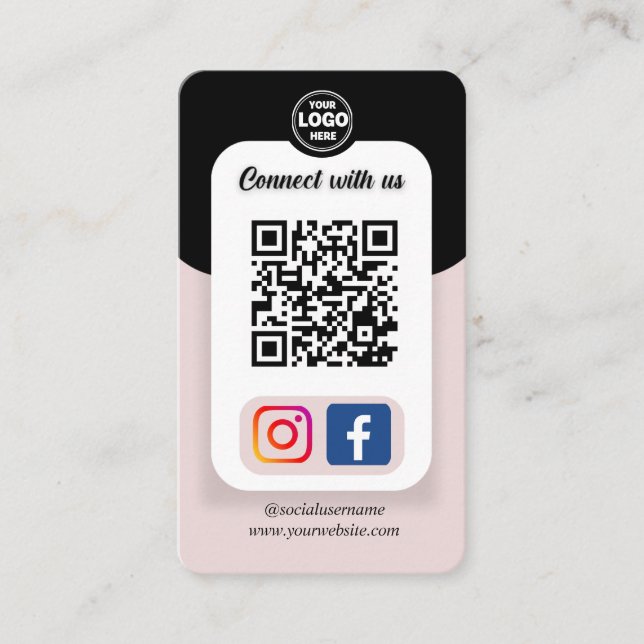 Instagram Facebook QR Code | Social Media Business Card (Front)