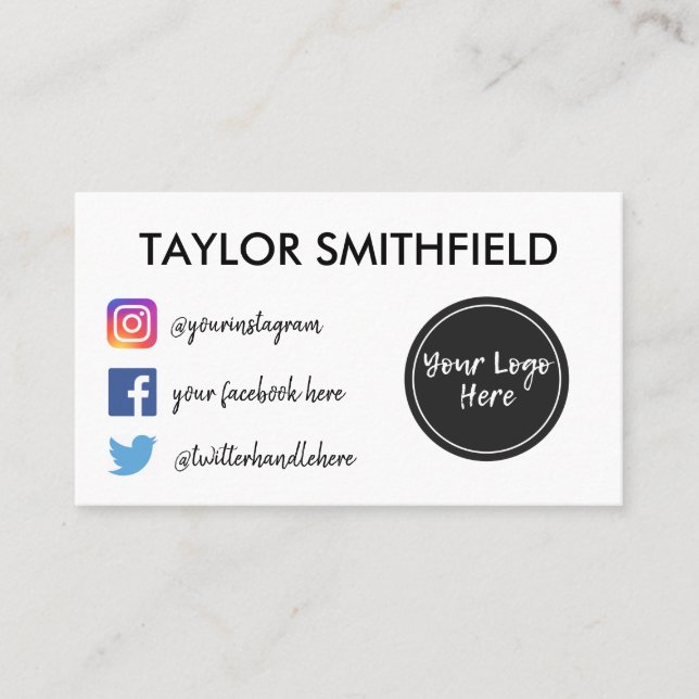 Instagram facebook twitter business card (Front)