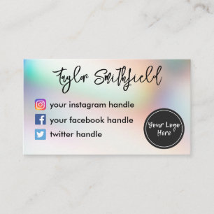 Instagram facebook twitter holo gradient business card
