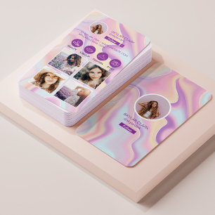 Instagram Follow Me Photo Grid Holographic Design Business Card