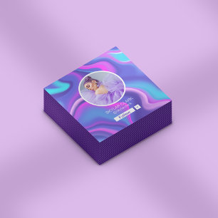 Instagram Follow Me Photo Watercolor Hologram Square Business Card