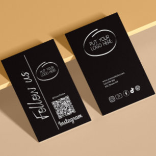 Instagram Follow Us Qr Code Black Business Logo Business Card