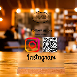 Instagram Follow Us Qr Code Modern Acrylic Sign