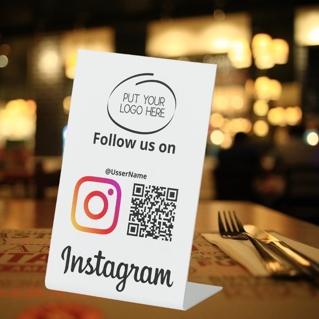 Instagram Follow Us Qr Code Modern  Pedestal Sign (Instagram Follow Us Qr Code Modern Pedestal Sign)