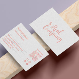 Instagram Follow Us Qr Code Pink Script Business Card