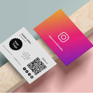 Instagram Follow Us Qr Code Promotional Modern Business Card