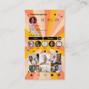 Instagram Groovy Retro Boho QR Code Social Media Business Card