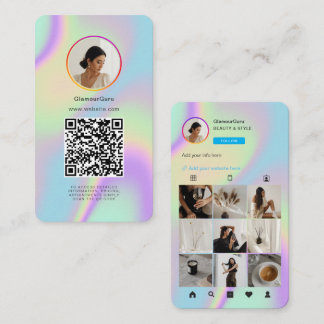 Instagram Holographic QR Code 10 Photo Grid Business Card