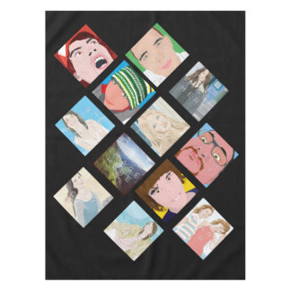 Instagram Mosaic Photo Black Cotton Tablecloth