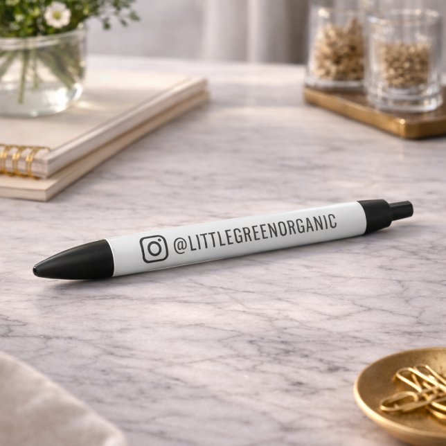 Instagram Pen | Your IG Name Black Pen (Add your Instagram handle to a custom pen for subtle everyday business promotion)