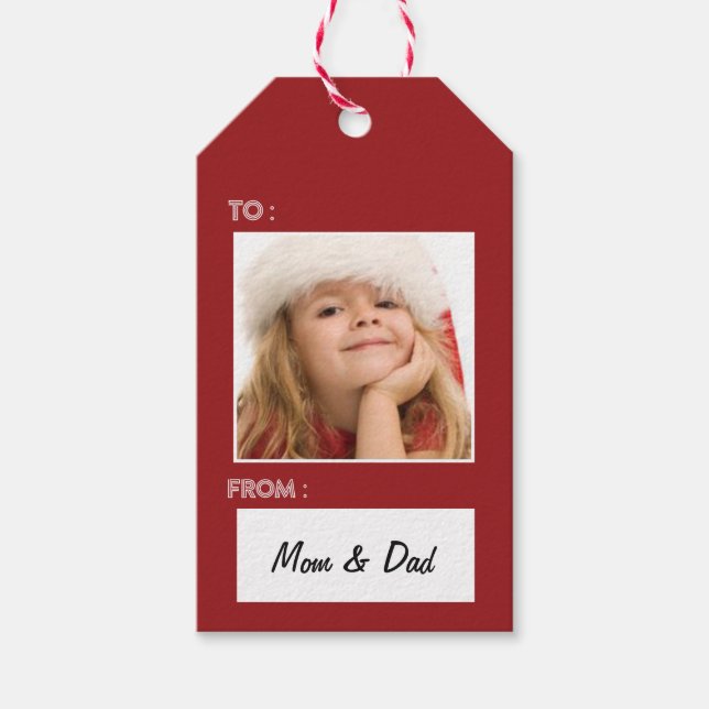 Instagram Photo Christmas Gift Tag Red (Front)