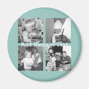 Instagram Photo Collage 4 pictures - blue stripes Magnet