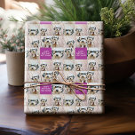 Instagram Photo Collage 8 photos with Custom Text Wrapping Paper<br><div class="desc">You can change the Happy Birthday to any celebration. Log into your account,  upload your photos - and completely cover this design with your pictures. Change our hipster puppy to personal pics.</div>