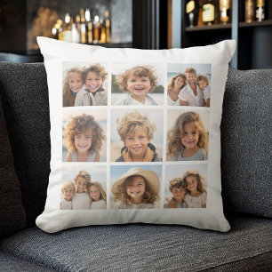 Instagram Photo Collage 9 photos White Background Cushion