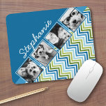Instagram Photo Collage Colourful Chevrons Mouse Pad<br><div class="desc">A great way to display your square photos from your online account.  A fun zig zag stripe design highlights the pics.</div>