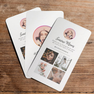Instagram Photo Collage Modern Script Social Media Calling Card