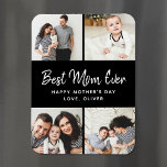 Instagram Photo Collage Mother's Day Gift Magnet<br><div class="desc">Custom printed Mother's Day magnet personalised with your photos and text. This modern minimalist design features a photo collage layout for 4 square Instagram photos and handwritten style script that reads "Best Mum Ever - Happy Mother's Day" or you can customise it with your own special message. Use the design...</div>