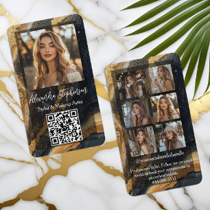 Instagram Photo Collage Social Media Black Gold Business Card