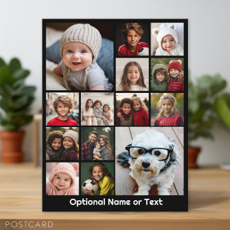 Instagram Photo Collage - Up to 14 photos Black Postcard
