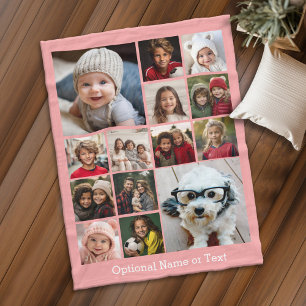 Instagram Photo Collage - Up to 14 photos Peach Fleece Blanket
