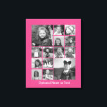 Instagram Photo Collage - Up to 14 photos Pink Canvas Print<br><div class="desc">A design with a colourful background. Use up to fourteen square photos to create a unique and personal gift. If you need to adjust the pictures,  click on the customise tool to make changes.</div>