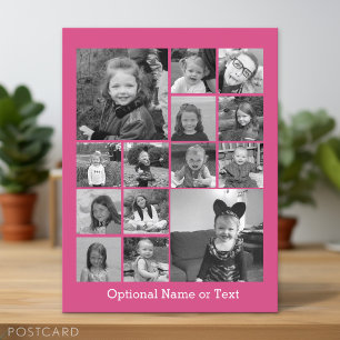 Instagram Photo Collage - Up to 14 photos Pink Postcard
