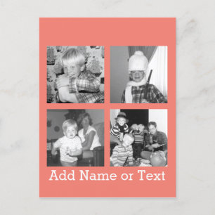 Instagram Photo Collage with 4 pictures - coral Postcard