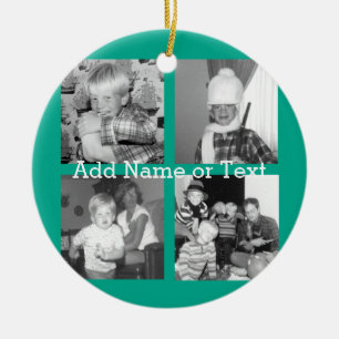 Instagram Photo Collage with 4 pictures - emerald Ceramic Tree Decoration