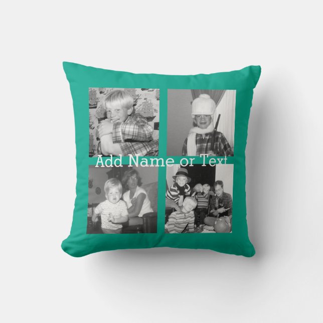 Instagram Photo Collage with 4 pictures - emerald Cushion (Front)