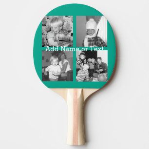 Instagram Photo Collage with 4 pictures - emerald Ping Pong Paddle