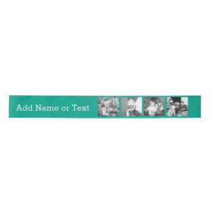 Instagram Photo Collage with 4 pictures - emerald Satin Ribbon