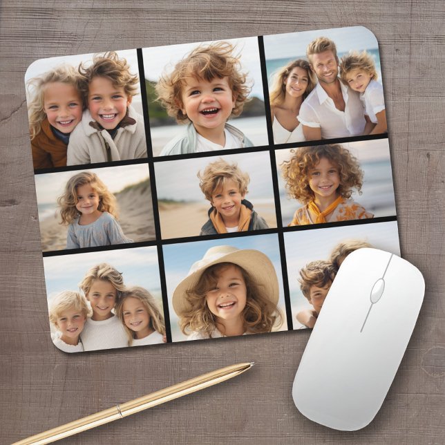Instagram Photo Collage with 9 photos Mouse Pad (Personalized Mousepad - Add Your Photos and Text)