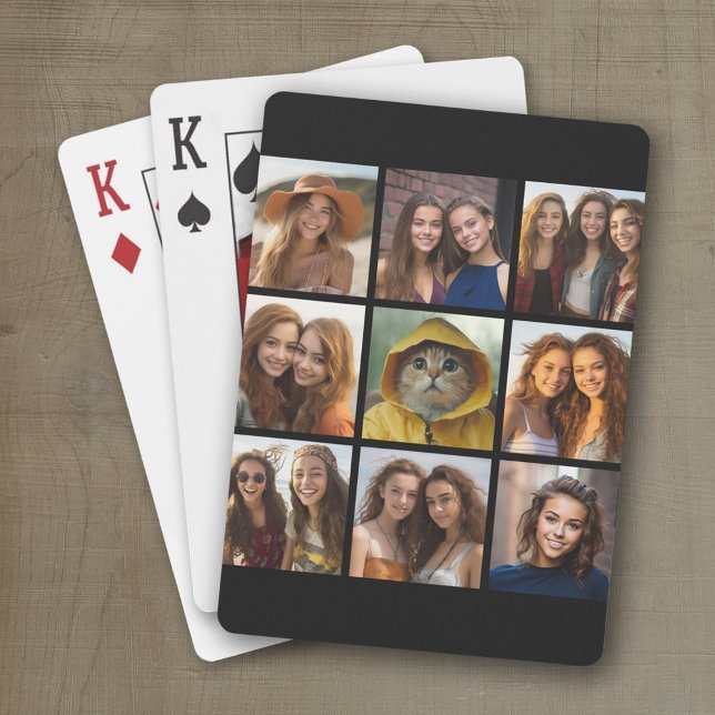 Instagram Photo Collage with 9 photos Playing Cards (Personalized playing cards with a fun photo collage)