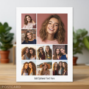 Instagram Photo Collage with 9 square photos white Postcard