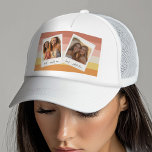 Instagram Photo Collage with Colourful Stripes Trucker Hat<br><div class="desc">Add custom text and photos - A perfect template for a teen going to college. Add two pictures to this retro frame and custom names and dates to make a perfect memento.</div>