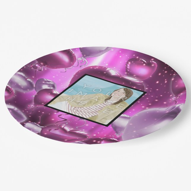 Instagram Photo Custom Hearts Paper Plates (Angled)