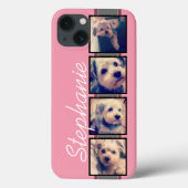 Instagram Photo Display - 4 photos pink name Case-Mate iPhone Case (Back)
