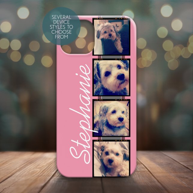 Instagram Photo Display - 4 photos pink name Case-Mate iPhone Case