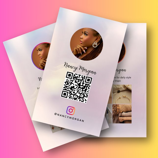  Instagram Photo Grid QR Code Holographic  Business Card (Creator Uploaded)