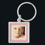 Instagram Photo in Squares matching background Key Ring<br><div class="desc">Perfect for square formatted instagram photos! Upload your own favourite snapshot and it will sit nicely behind simple double white square frames on a solid colour background. Choose your own background colour using the advanced customisation options. Looks great with B&W or colour photographs. Sample photo cc/cu ok with credit by...</div>